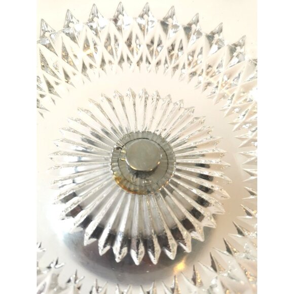 Vintage Diamond Point Glass Dessert Dish with Silverplate Base - Picture 5 of 8